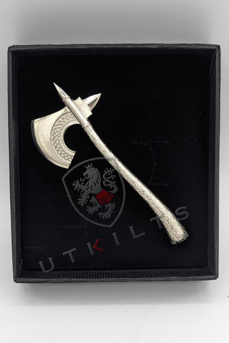 Premium Celtic Battle Axe Kilt Pin - Matte or Polished Finish