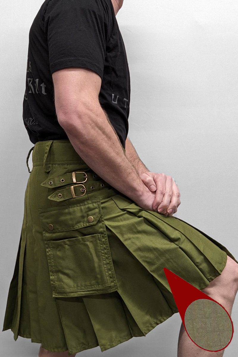 Live model standard olive ripstop pleats