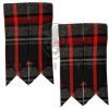 Two red and black tartan ties featuring a classic check pattern, elegantly displayed side by side.